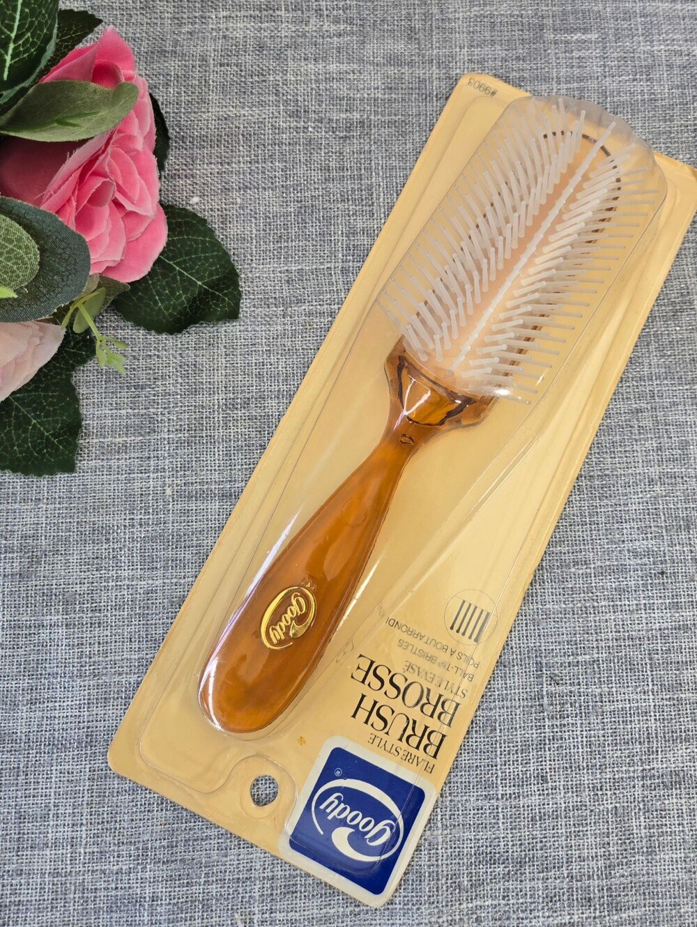 Vintage NOS GOODY Flare Style Hair Brush With Ball Tip Bristles Made in USA